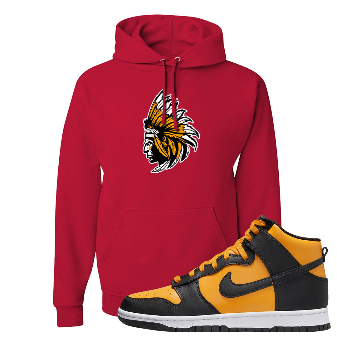 University Gold Black High Dunks Hoodie | Indian Chief, Red