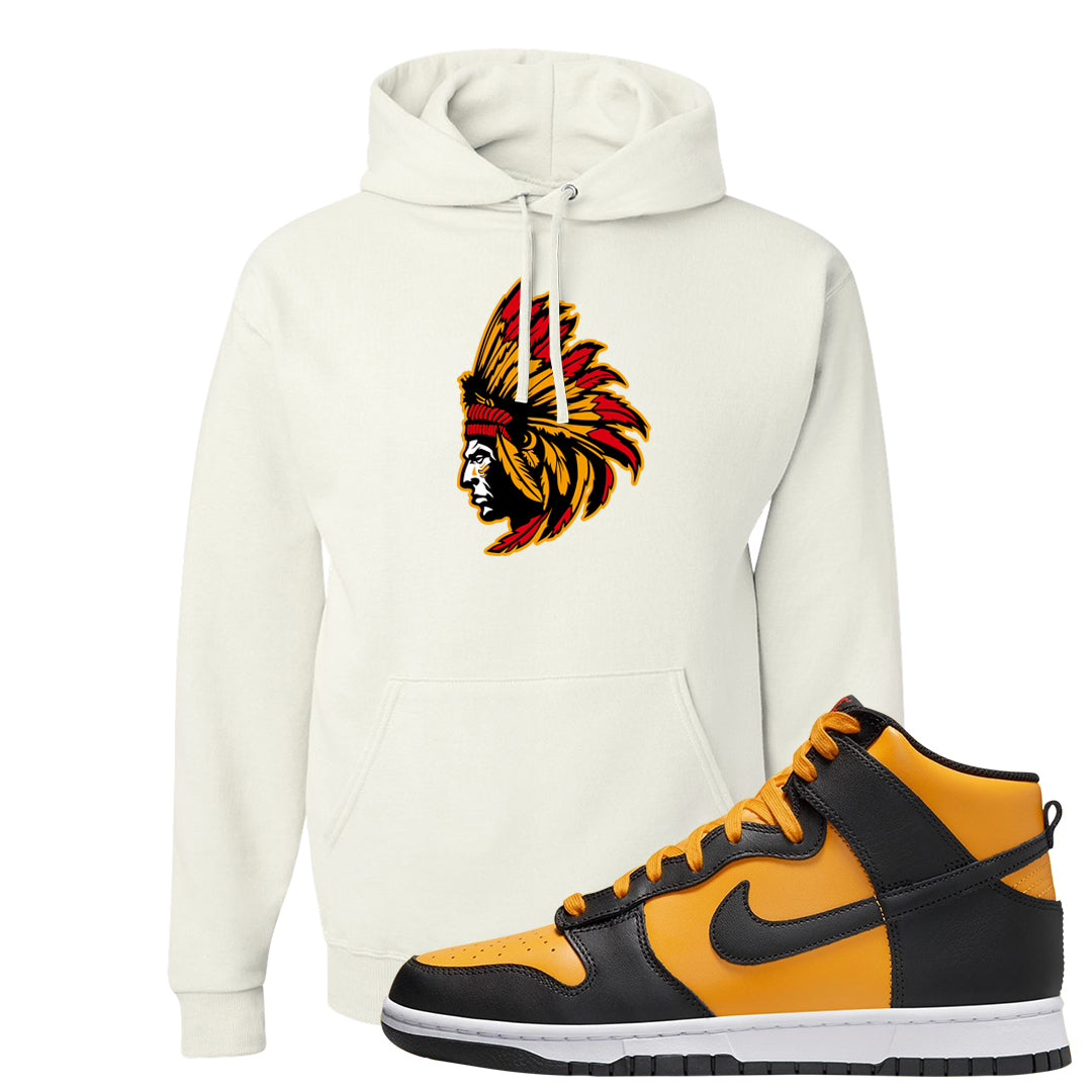 University Gold Black High Dunks Hoodie | Indian Chief, White