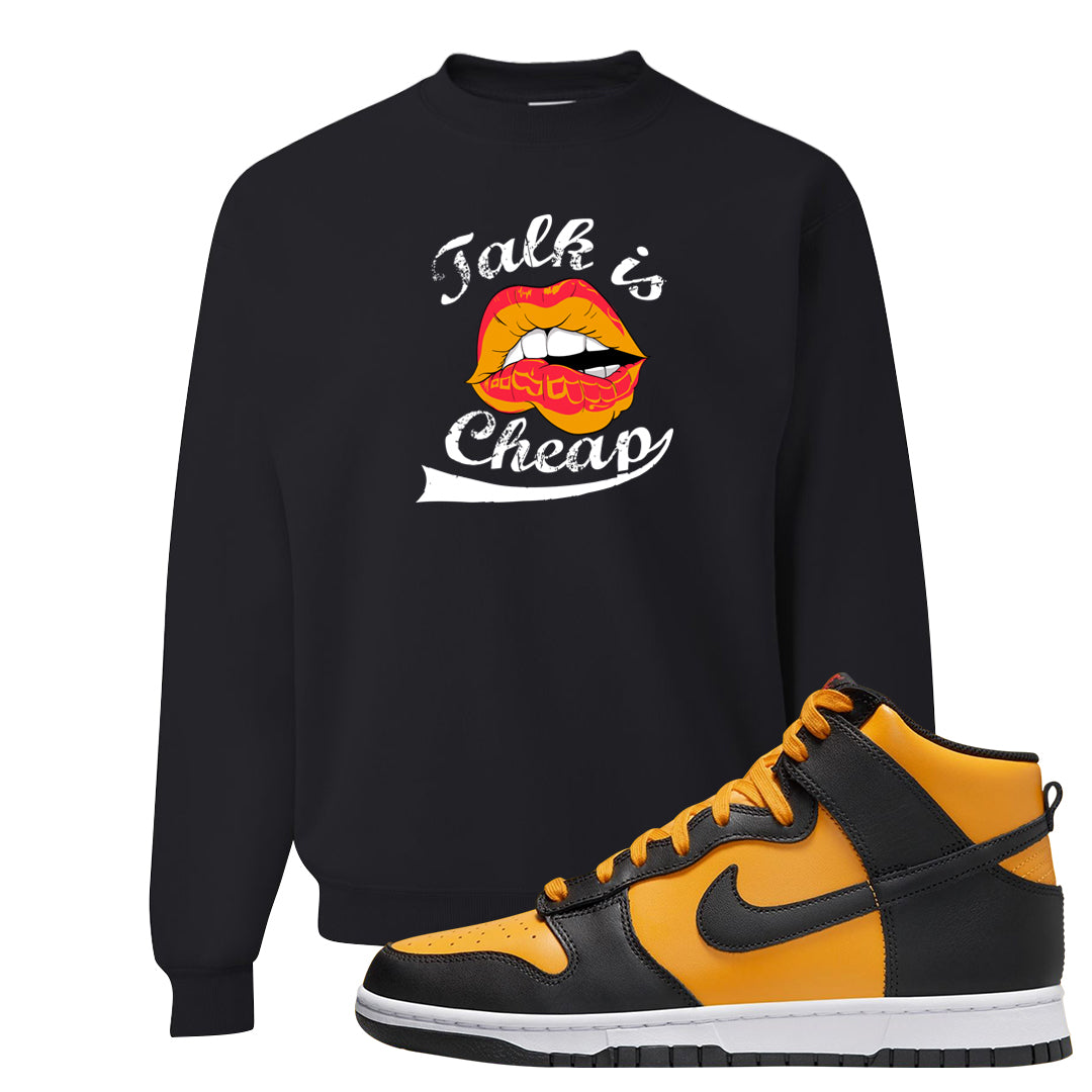 University Gold Black High Dunks Crewneck Sweatshirt | Talk Lips, Black