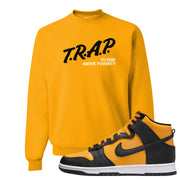 University Gold Black High Dunks Crewneck Sweatshirt | Trap To Rise Above Poverty, Gold