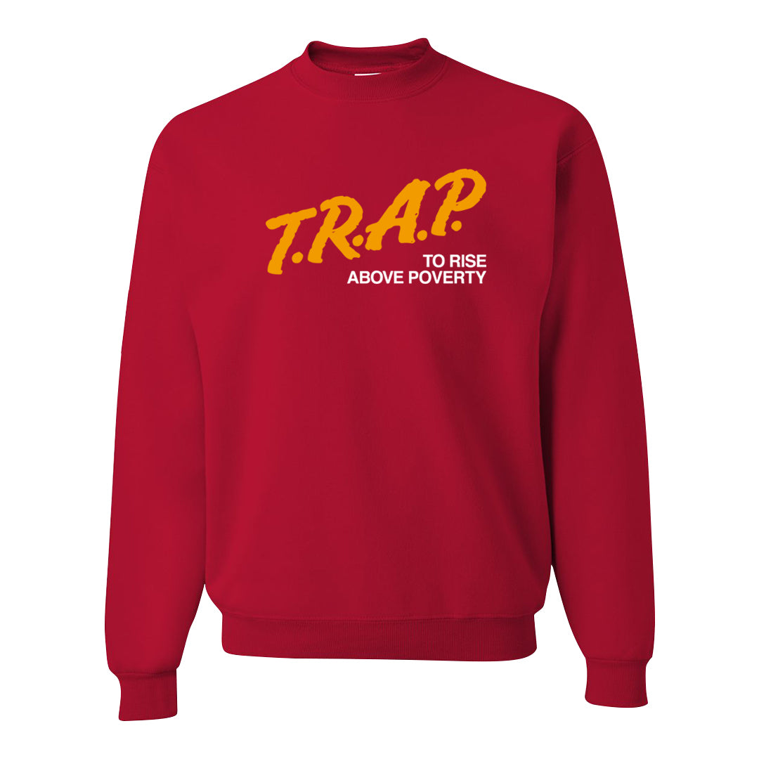 University Gold Black High Dunks Crewneck Sweatshirt | Trap To Rise Above Poverty, Red