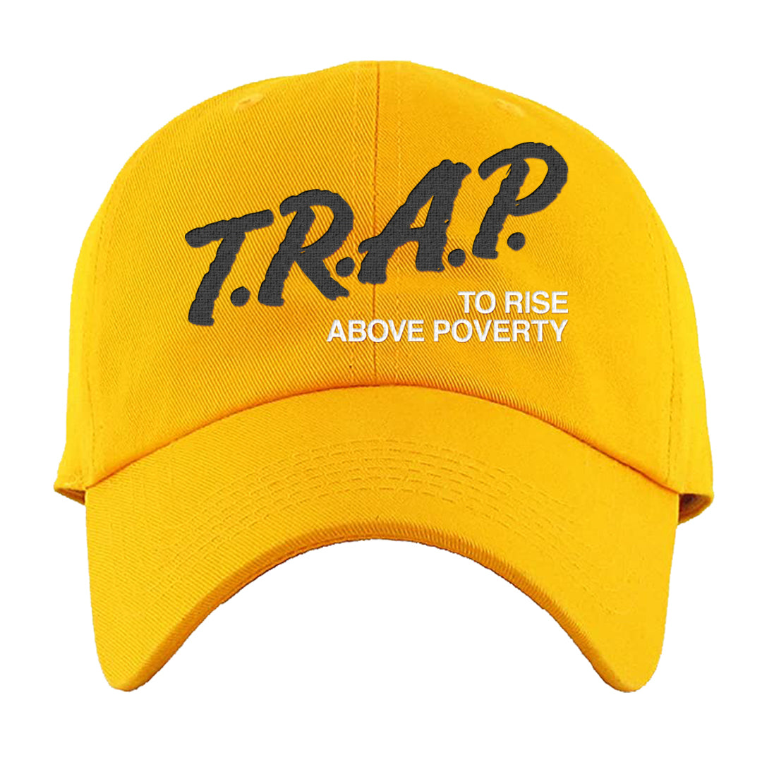 University Gold Black High Dunks Dad Hat | Trap To Rise Above Poverty, Gold