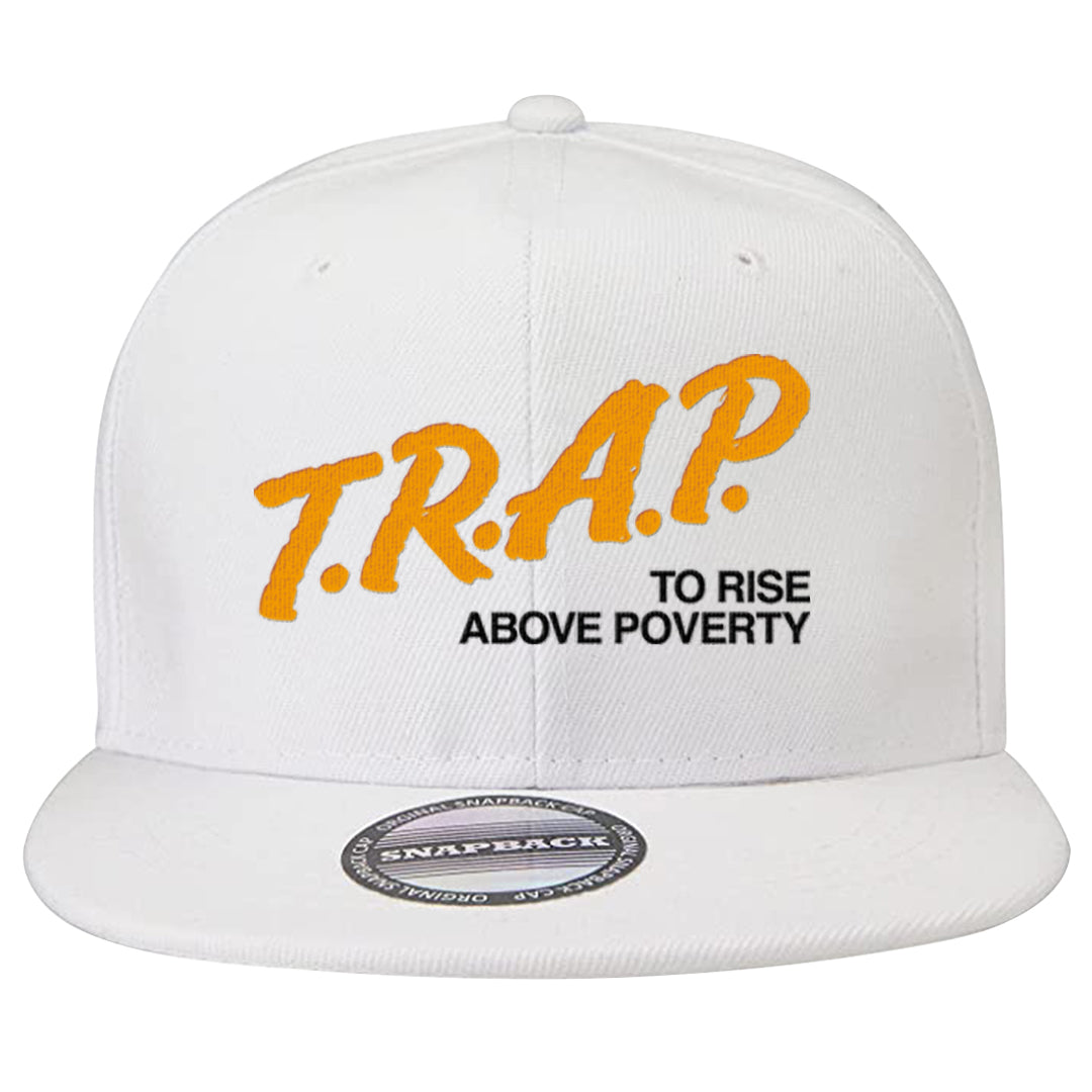 University Gold Black High Dunks Snapback Hat | Trap To Rise Above Poverty, White