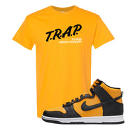 University Gold Black High Dunks T Shirt | Trap To Rise Above Poverty, Gold