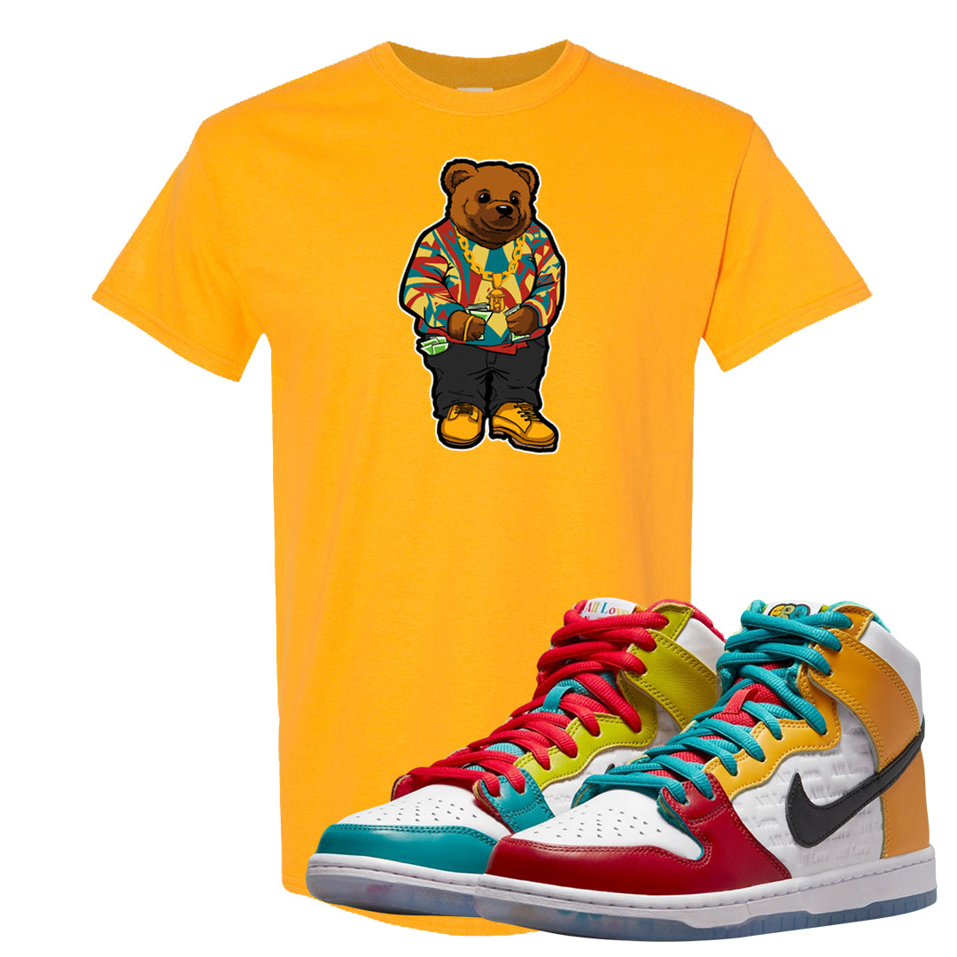 Love All High Dunks T Shirt | Sweater Bear, Gold