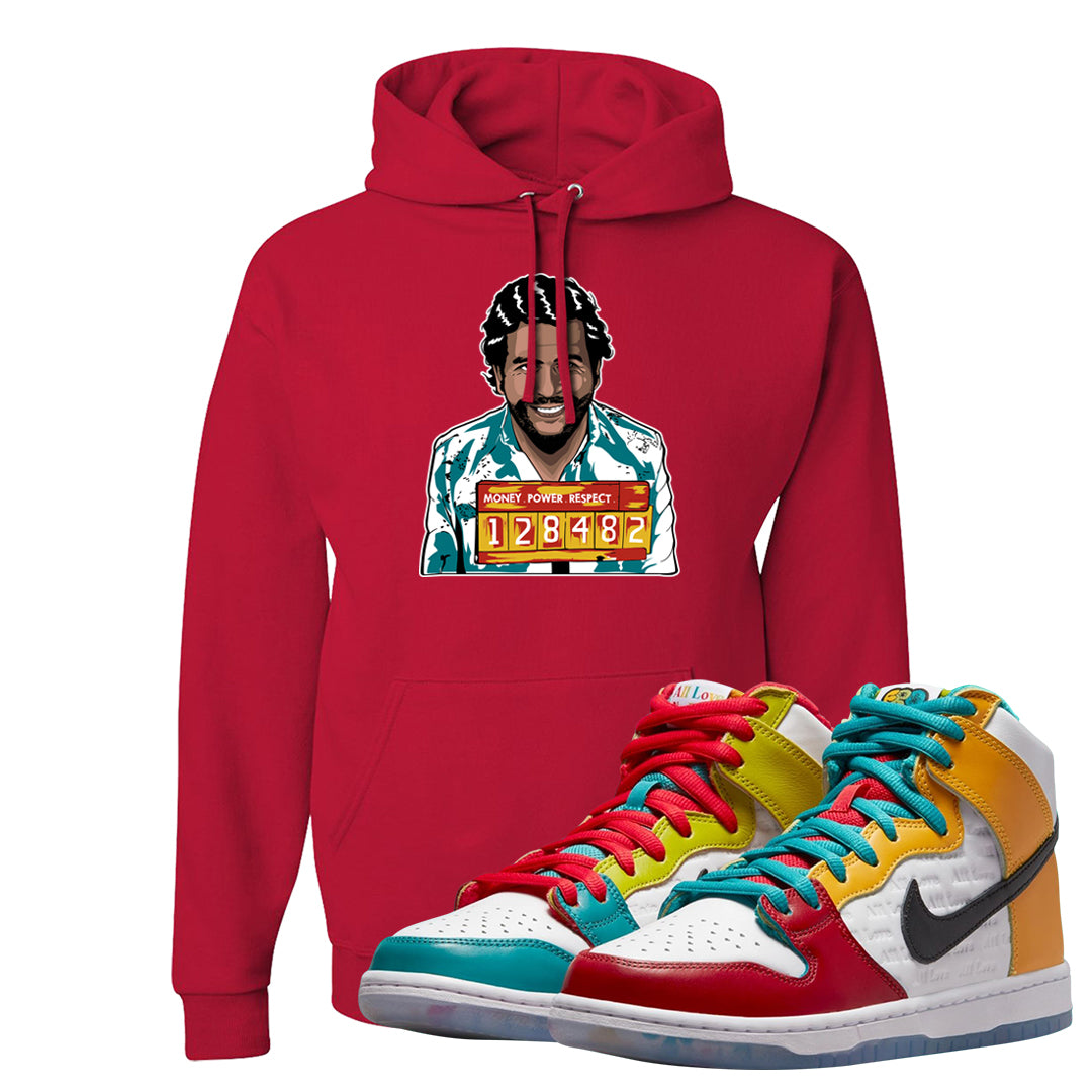 Love All High Dunks Hoodie | Escobar Illustration, Red