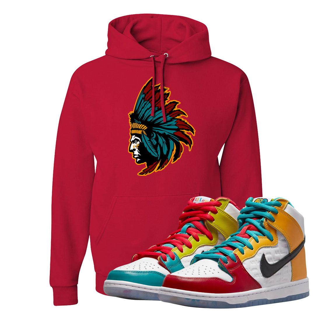 Love All High Dunks Hoodie | Indian Chief, Red
