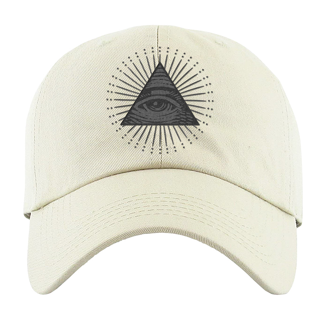 97 Lux Mid Questions Dad Hat | All Seeing Eye, White