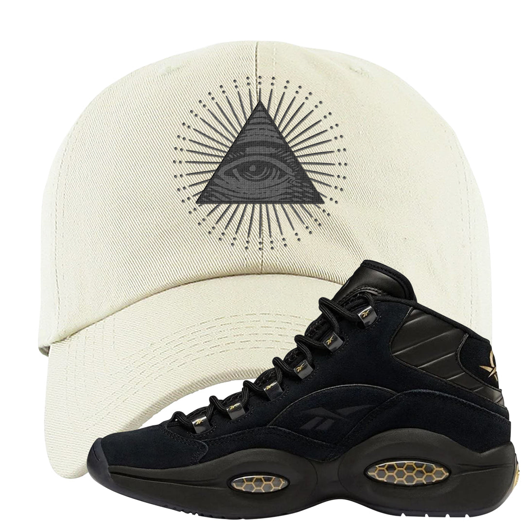 97 Lux Mid Questions Dad Hat | All Seeing Eye, White
