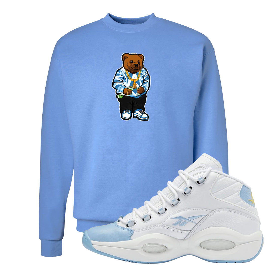 On To The Next Mid Questions Crewneck Sweatshirt | Sweater Bear, Carolina Blue
