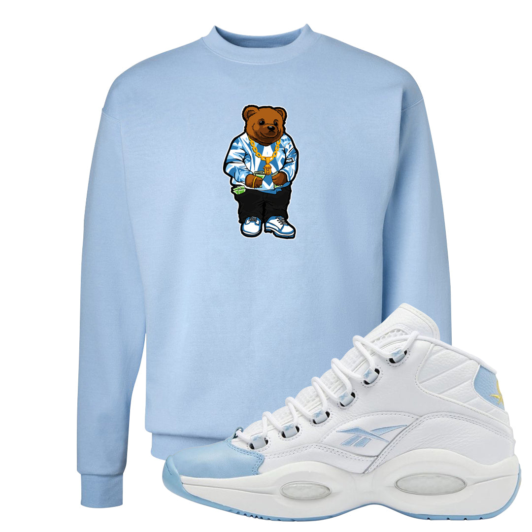On To The Next Mid Questions Crewneck Sweatshirt | Sweater Bear, Light Blue