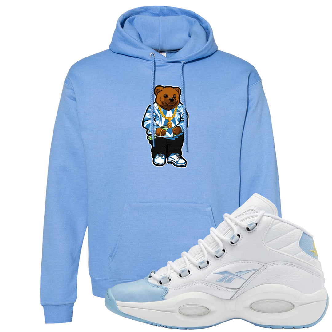 On To The Next Mid Questions Hoodie | Sweater Bear, Carolina Blue