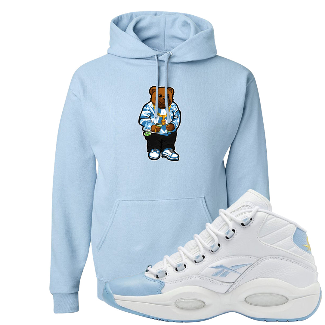 On To The Next Mid Questions Hoodie | Sweater Bear, Light Blue