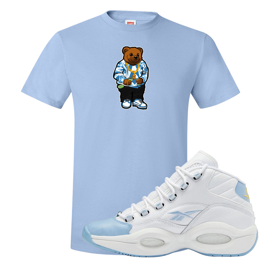 On To The Next Mid Questions T Shirt | Sweater Bear, Light Blue
