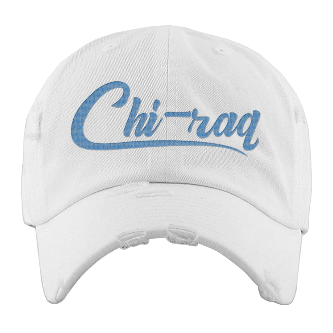 On To The Next Mid Questions Distressed Dad Hat | Chiraq, White