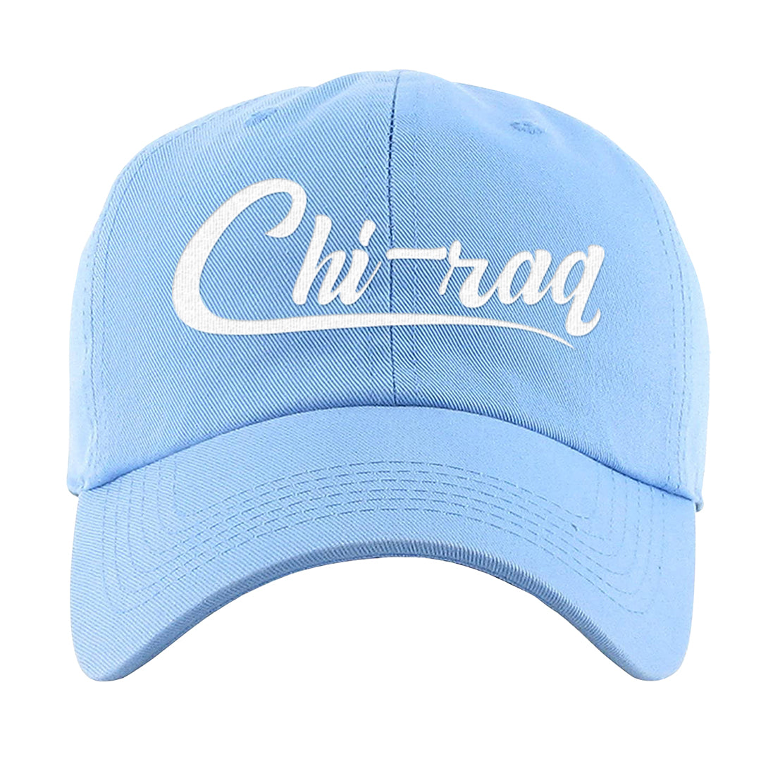 On To The Next Mid Questions Dad Hat | Chiraq, Light Blue