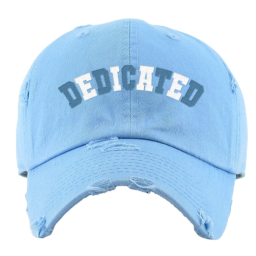 On To The Next Mid Questions Distressed Dad Hat | Dedicated, Light Blue