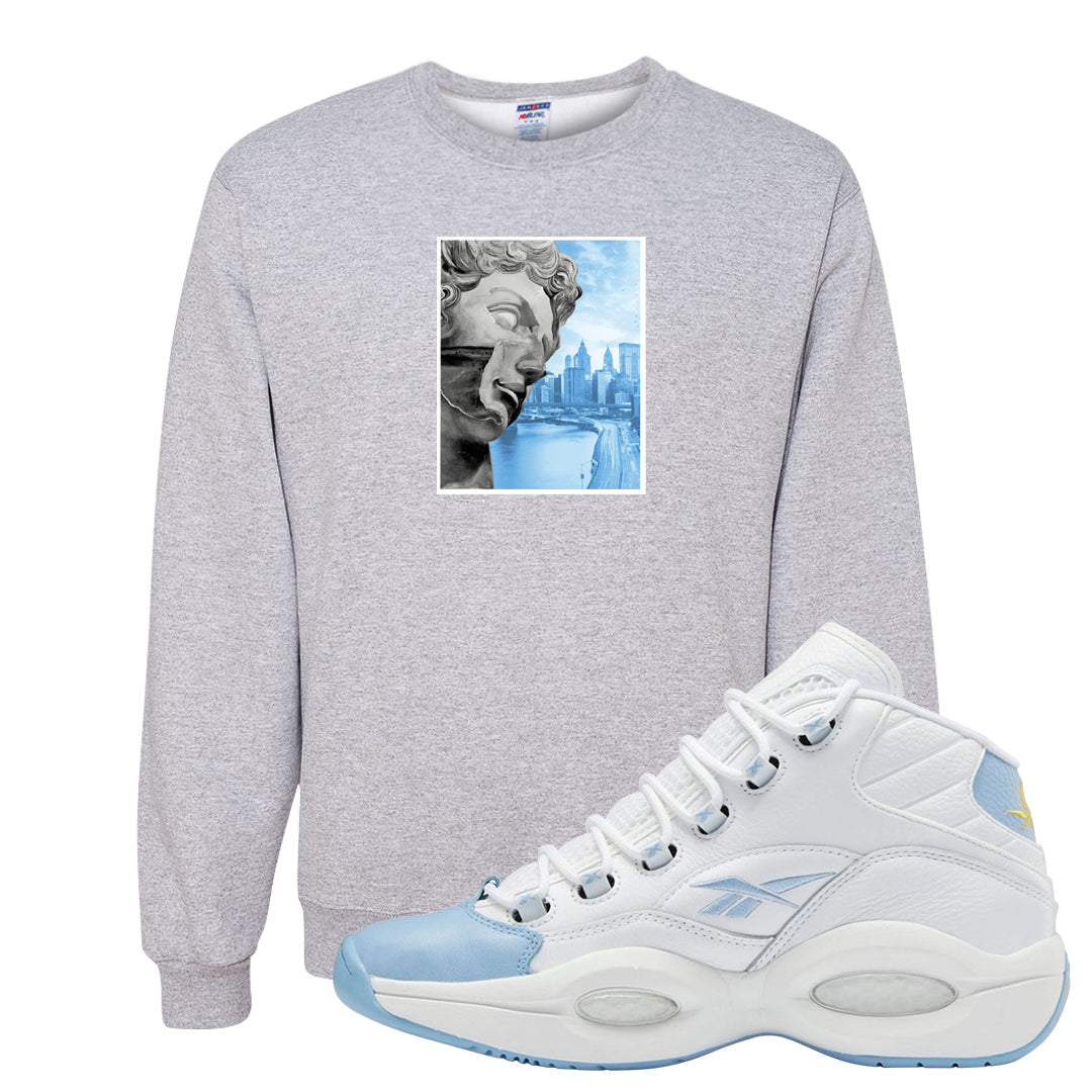 On To The Next Mid Questions Crewneck Sweatshirt | Miguel, Ash