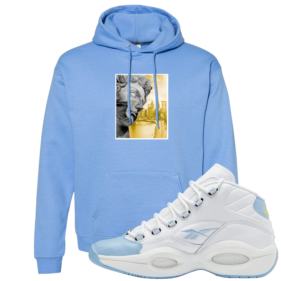 On To The Next Mid Questions Hoodie | Miguel, Carolina Blue