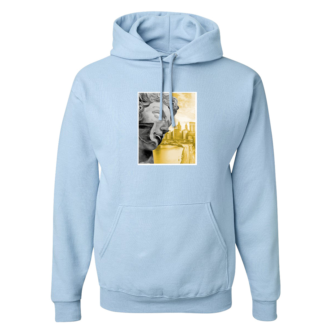 On To The Next Mid Questions Hoodie | Miguel, Light Blue