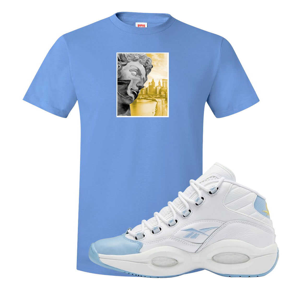 On To The Next Mid Questions T Shirt | Miguel, Carolina Blue