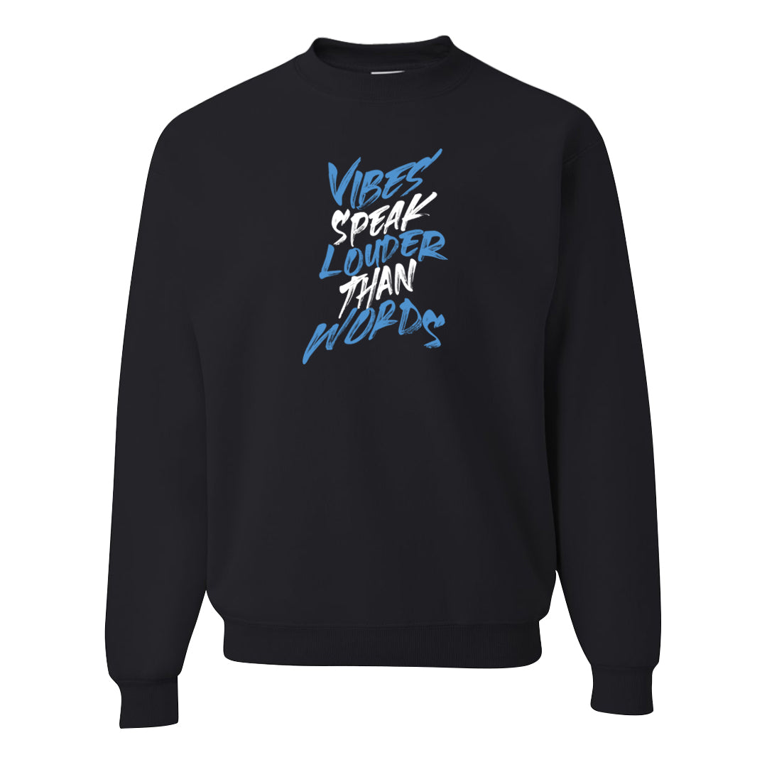 On To The Next Mid Questions Crewneck Sweatshirt | Vibes Speak Louder Than Words, Black