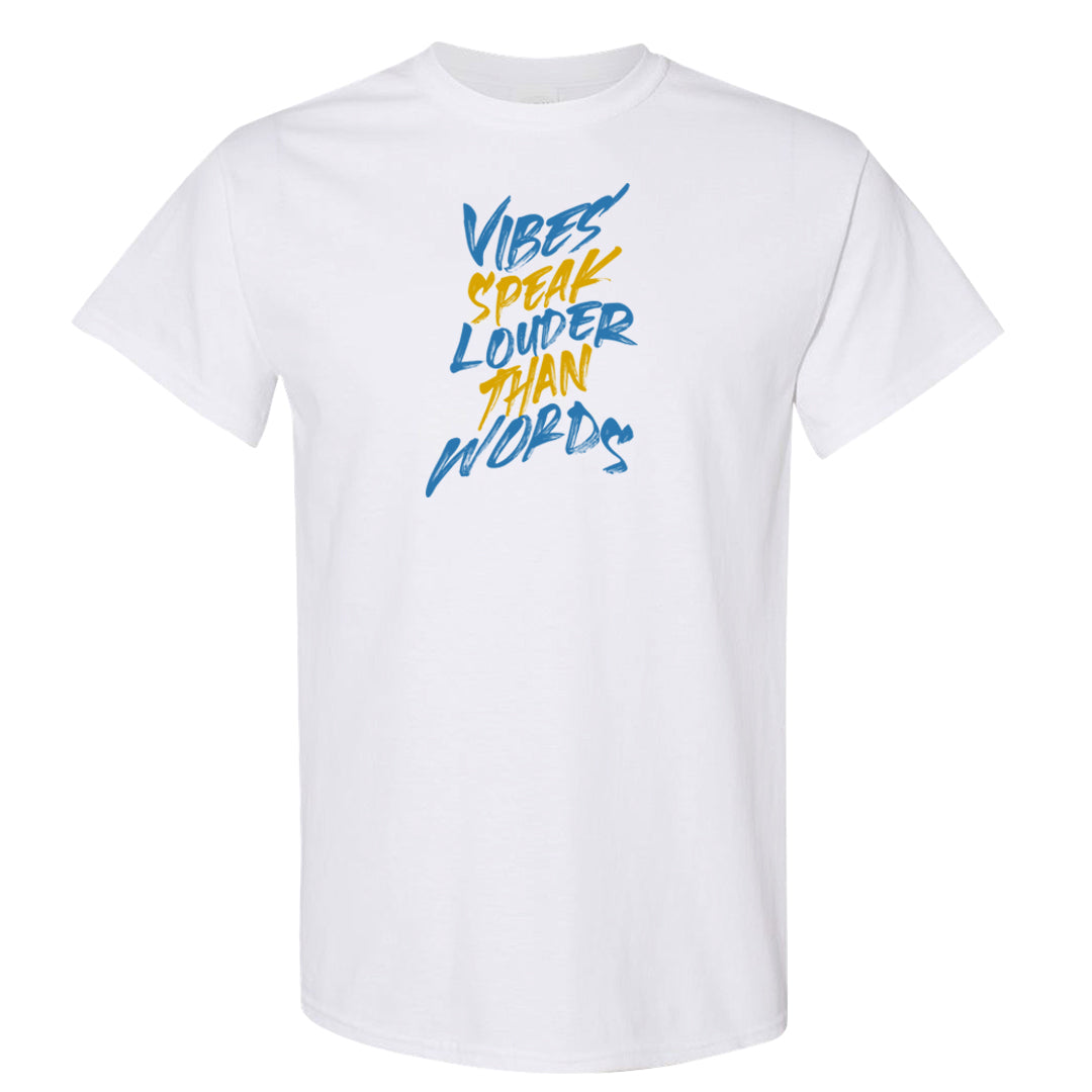 On To The Next Mid Questions T Shirt | Vibes Speak Louder Than Words, White