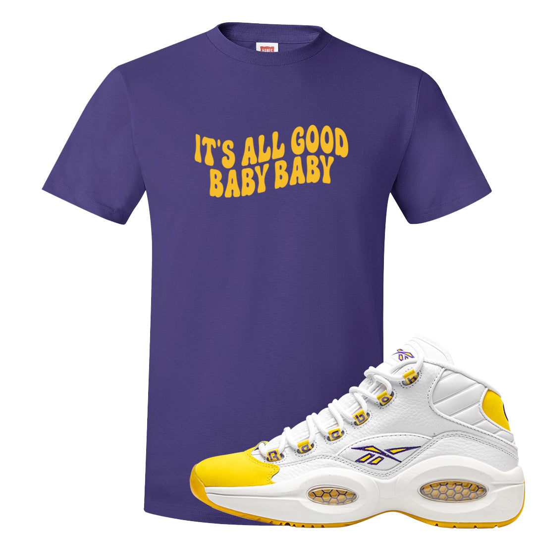 Yellow Toe Mid Questions T Shirt | All Good Baby, Purple