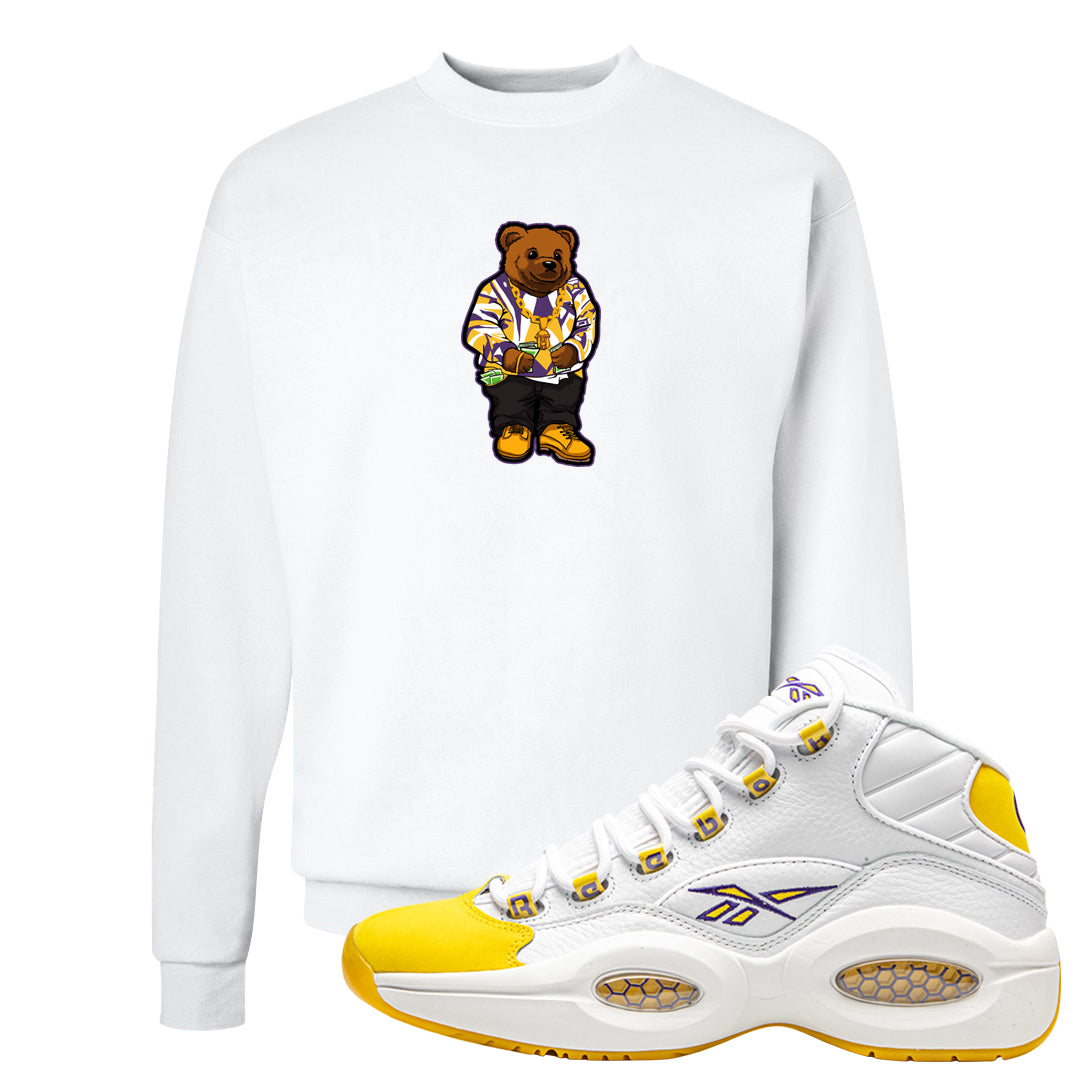 Yellow Toe Mid Questions Crewneck Sweatshirt | Sweater Bear, White