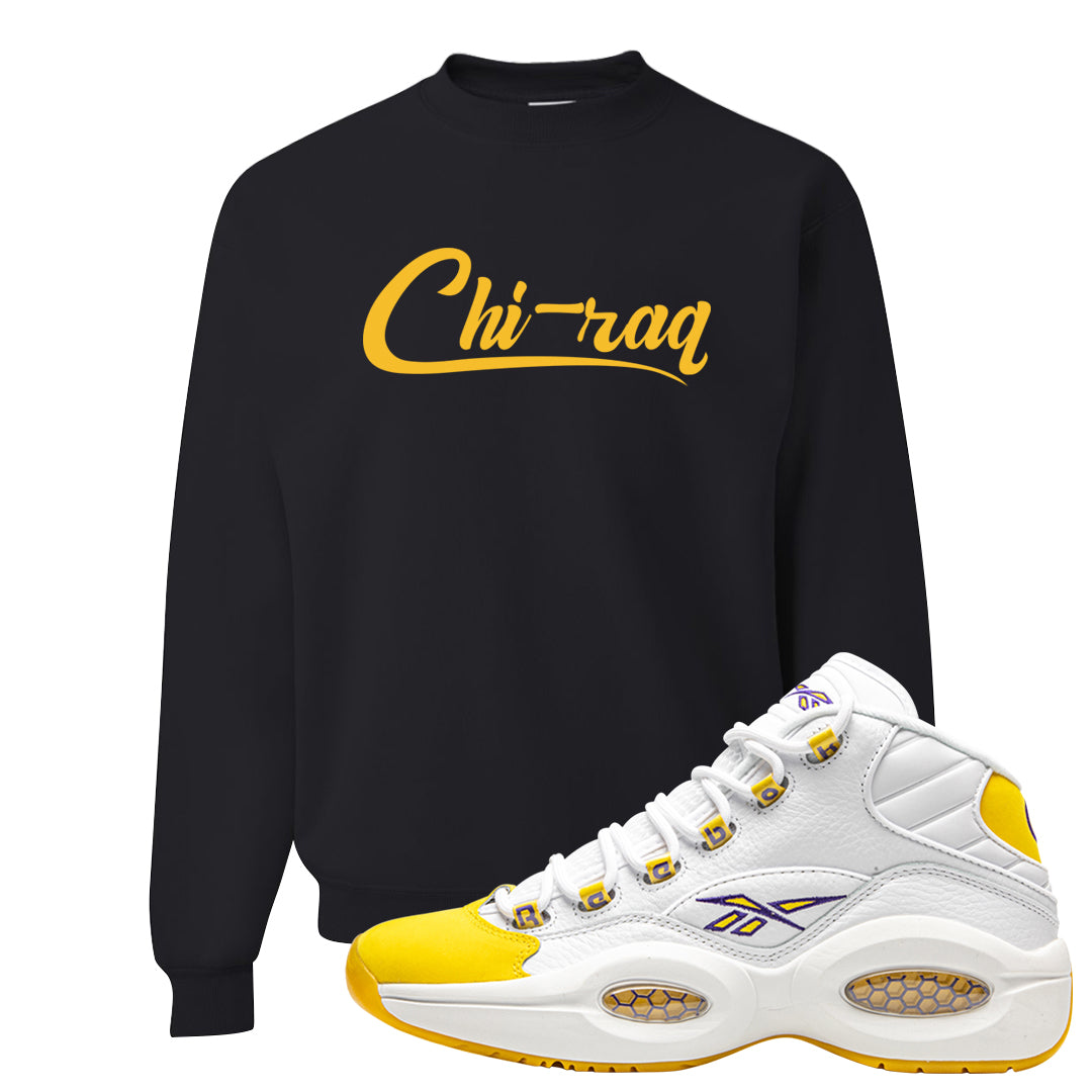 Yellow Toe Mid Questions Crewneck Sweatshirt | Chiraq, Black