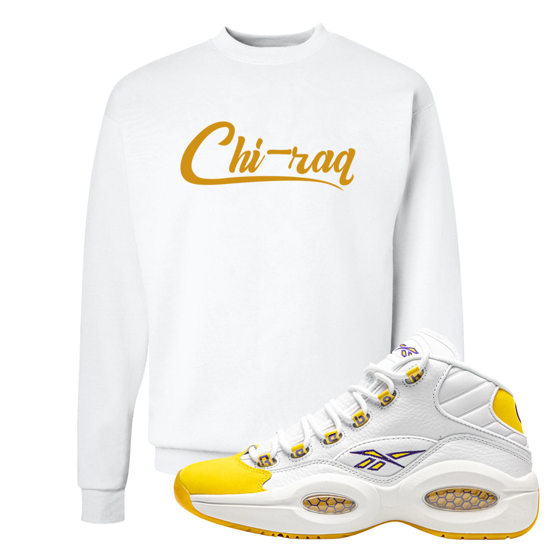 Yellow Toe Mid Questions Crewneck Sweatshirt | Chiraq, White