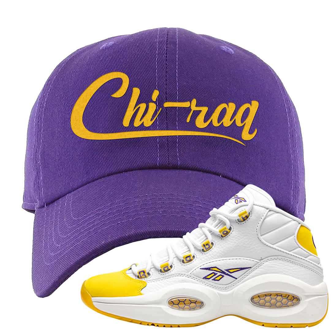 Yellow Toe Mid Questions Dad Hat | Chiraq, Purple