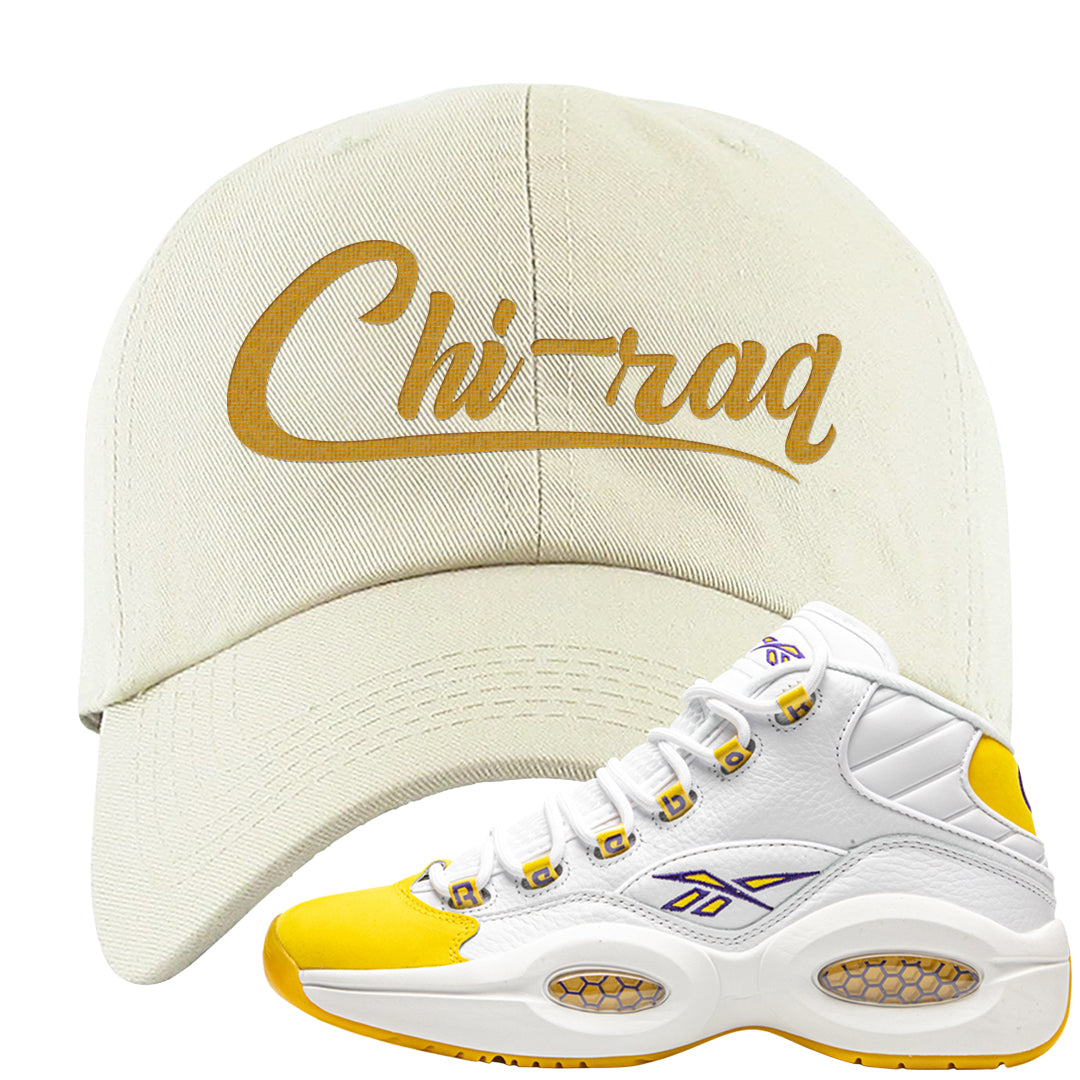 Yellow Toe Mid Questions Dad Hat | Chiraq, White