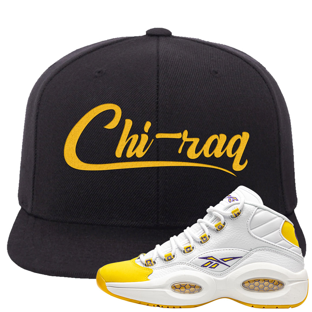 Yellow Toe Mid Questions Snapback Hat | Chiraq, Black