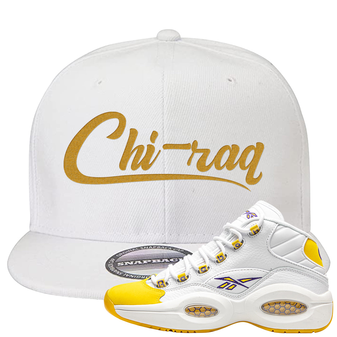 Yellow Toe Mid Questions Snapback Hat | Chiraq, White