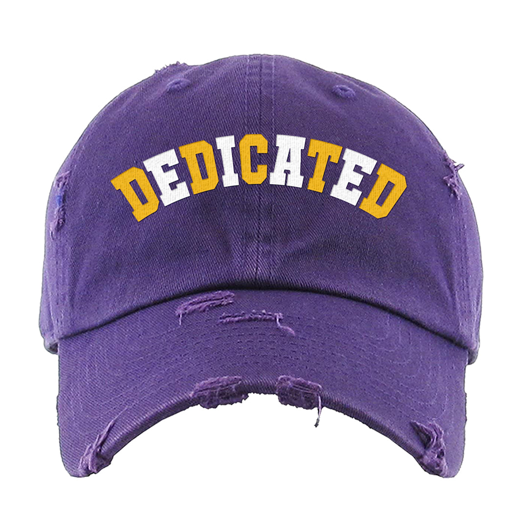 Yellow Toe Mid Questions Distressed Dad Hat | Dedicated, Purple