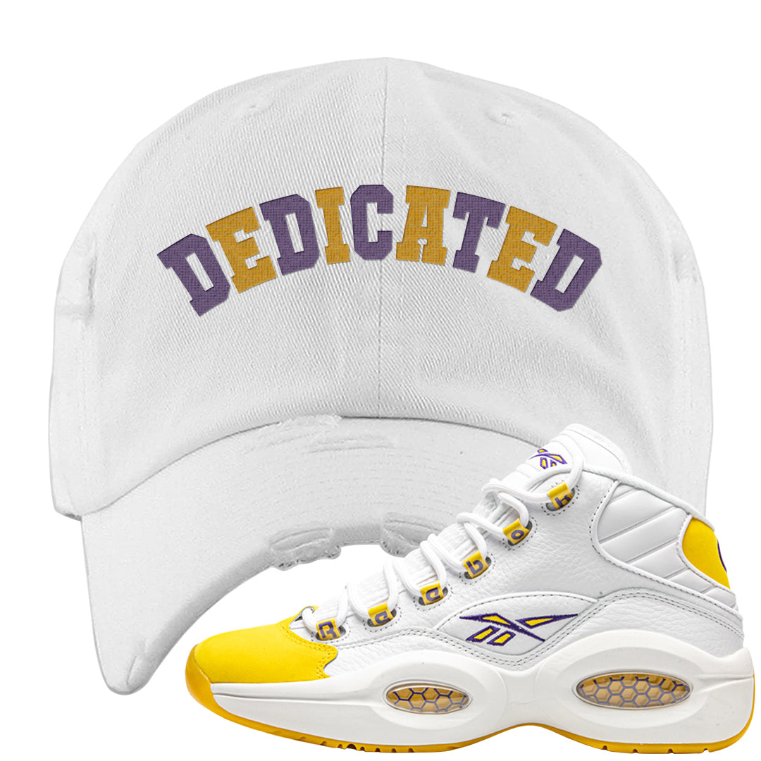 Yellow Toe Mid Questions Distressed Dad Hat | Dedicated, White