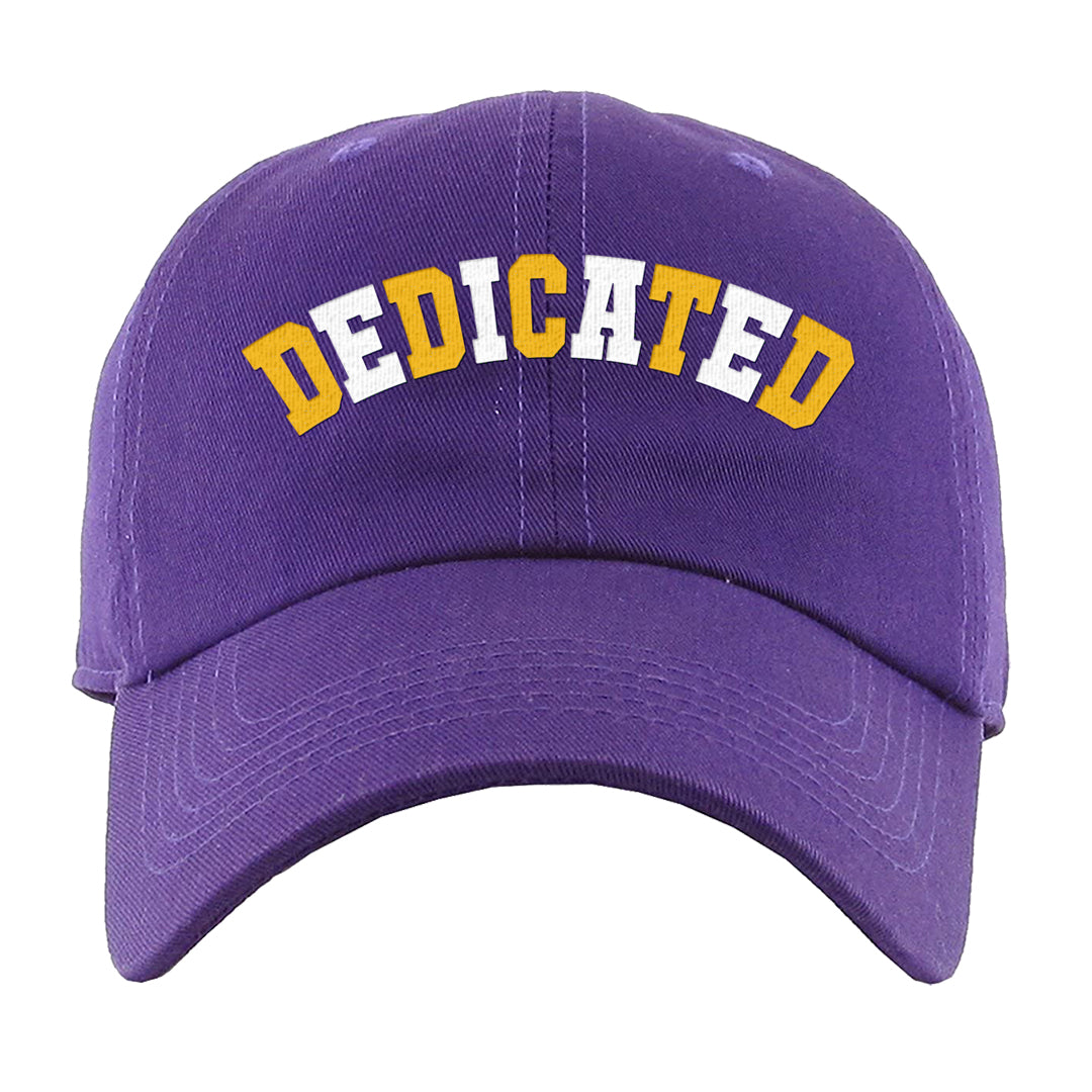 Yellow Toe Mid Questions Dad Hat | Dedicated, Purple