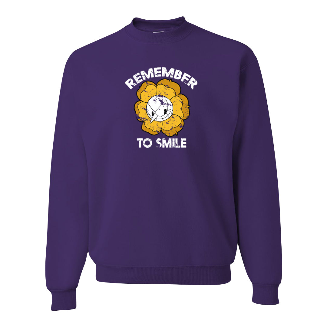 Yellow Toe Mid Questions Crewneck Sweatshirt | Remember To Smile, Dark Purple