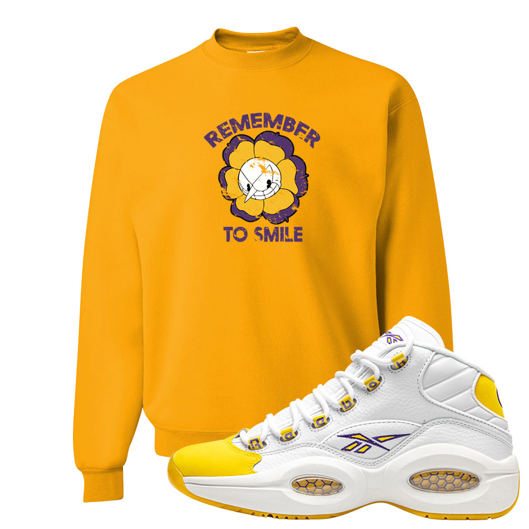 Yellow Toe Mid Questions Crewneck Sweatshirt | Remember To Smile, Gold