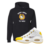 Yellow Toe Mid Questions Hoodie | Remember To Smile, Black