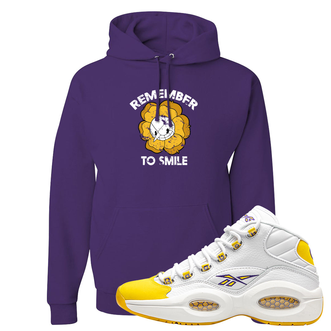 Yellow Toe Mid Questions Hoodie | Remember To Smile, Dark Purple