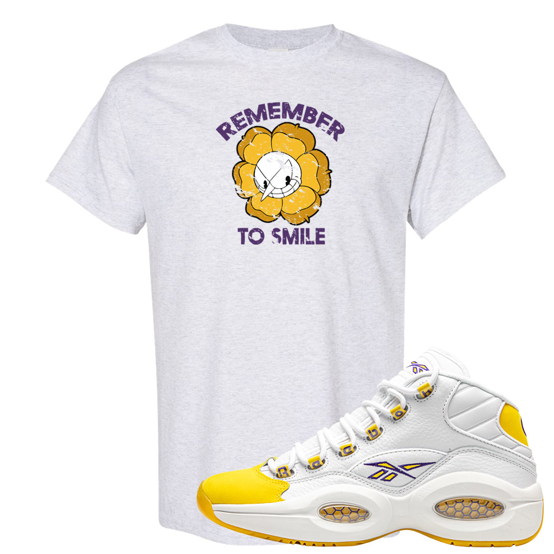 Yellow Toe Mid Questions T Shirt | Remember To Smile, Ash