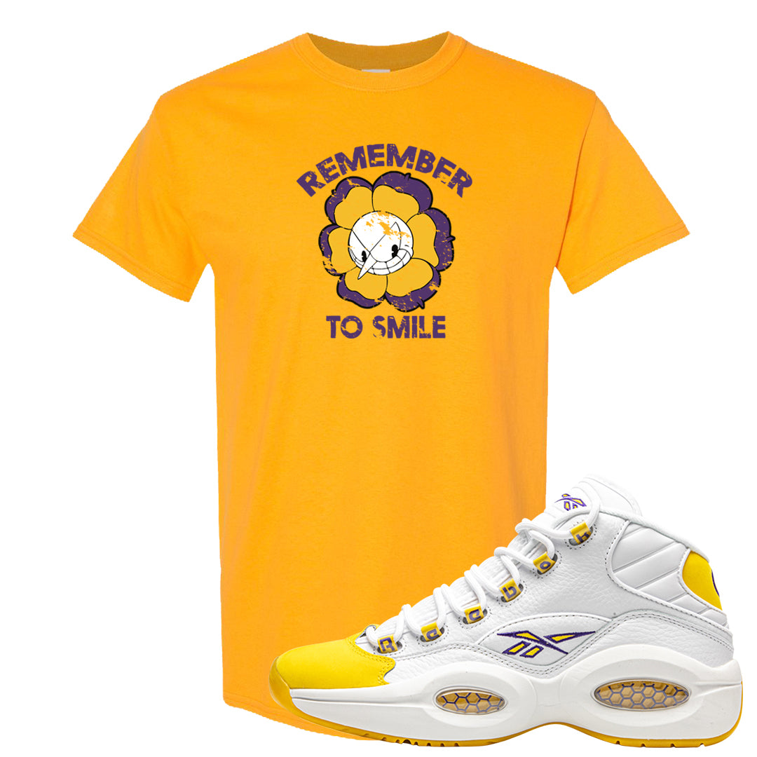 Yellow Toe Mid Questions T Shirt | Remember To Smile, Gold