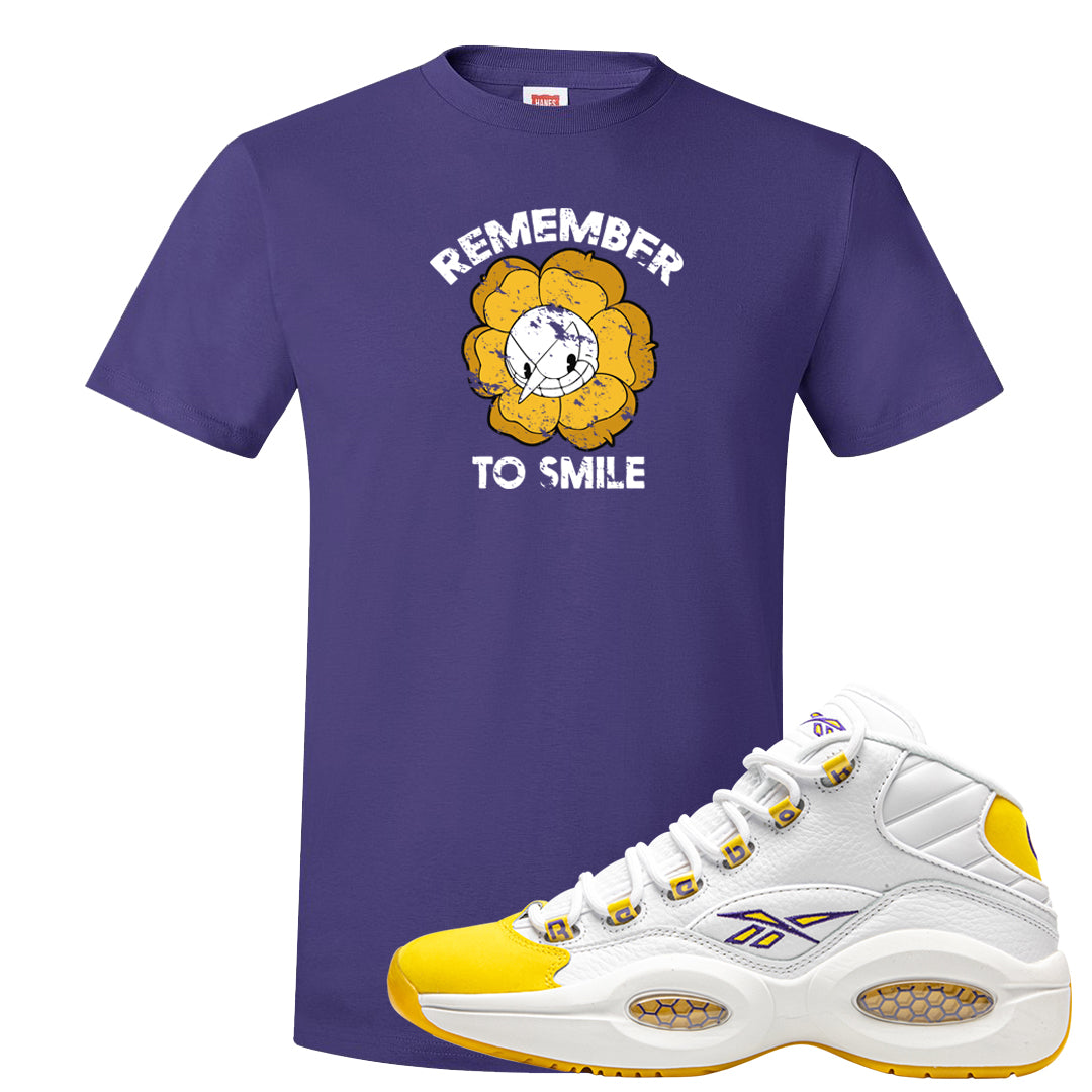 Yellow Toe Mid Questions T Shirt | Remember To Smile, Purple