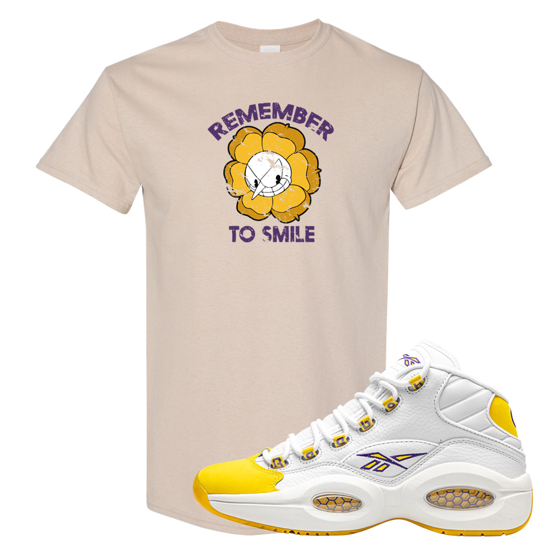 Yellow Toe Mid Questions T Shirt | Remember To Smile, Sand