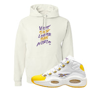 Yellow Toe Mid Questions Hoodie | Vibes Speak Louder Than Words, White