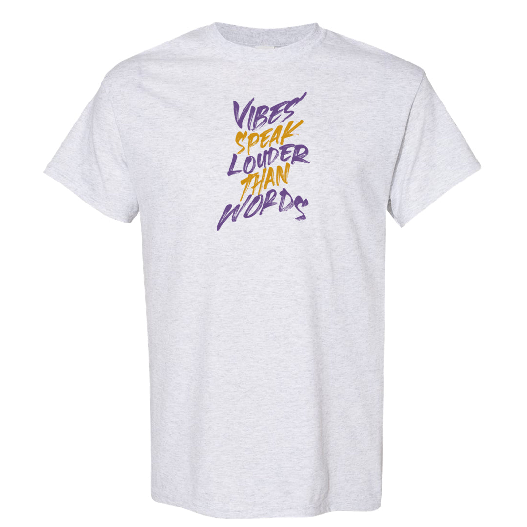 Yellow Toe Mid Questions T Shirt | Vibes Speak Louder Than Words, Ash