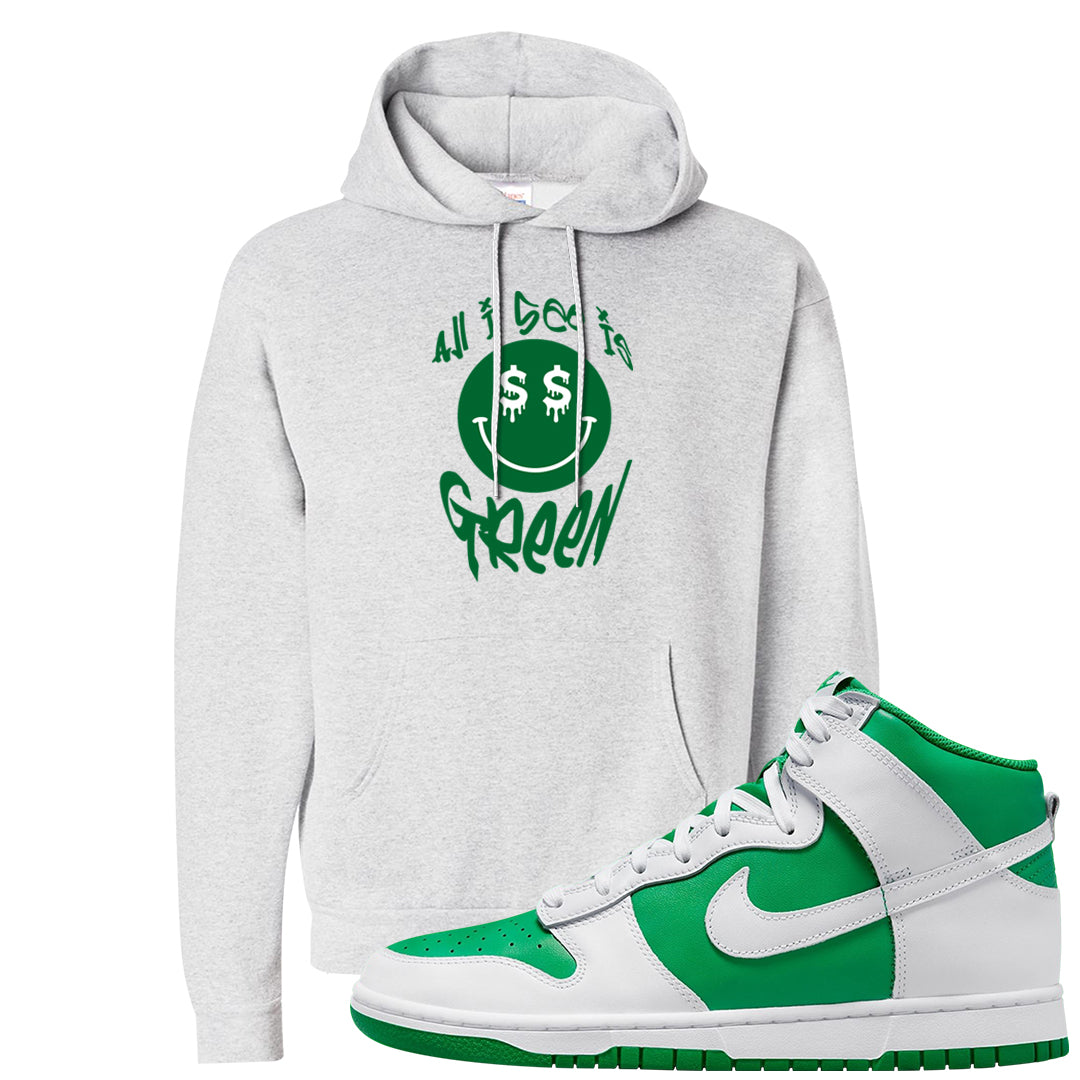 White Green High Dunks Hoodie | All I See Is Green, Ash