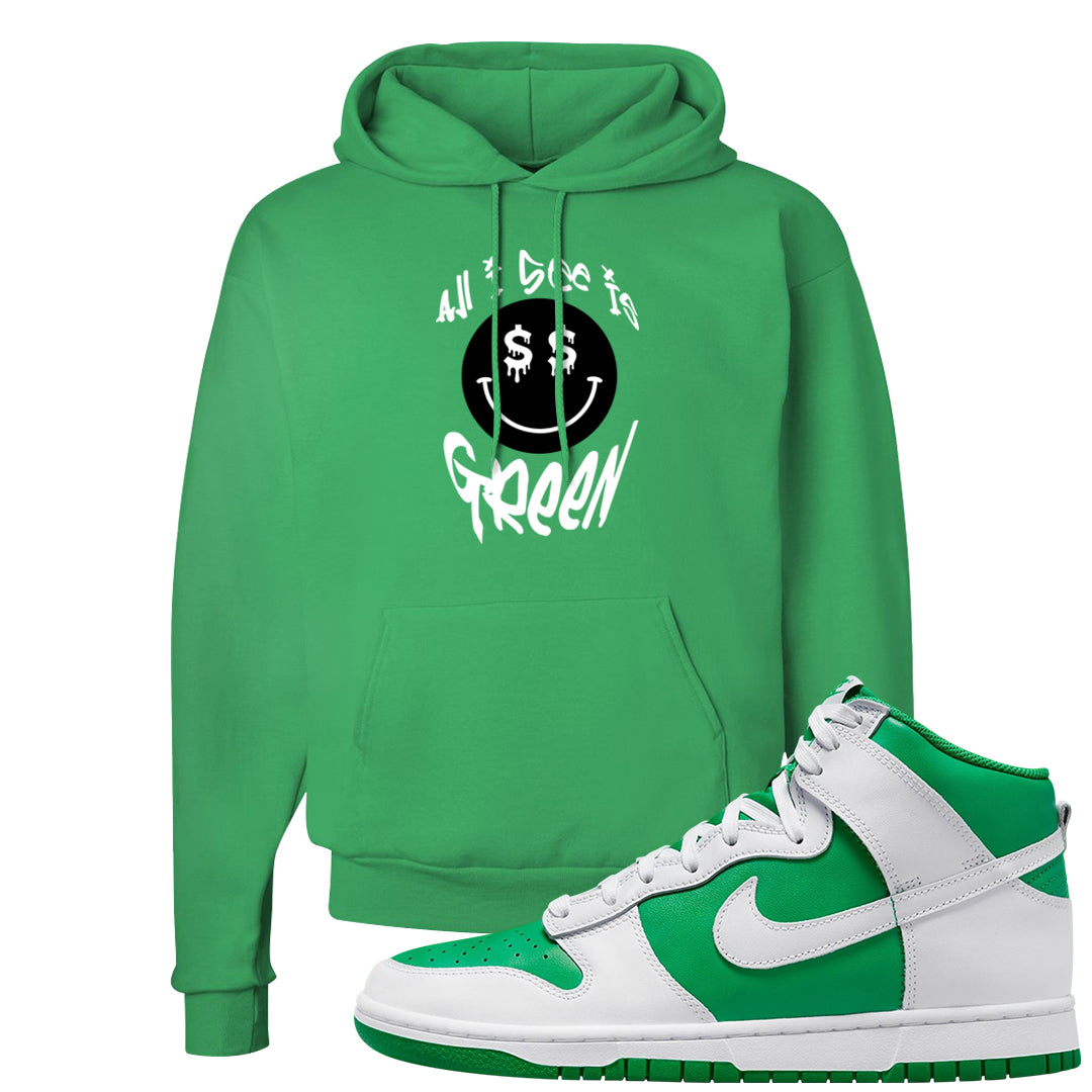 White Green High Dunks Hoodie | All I See Is Green, Kelly Green